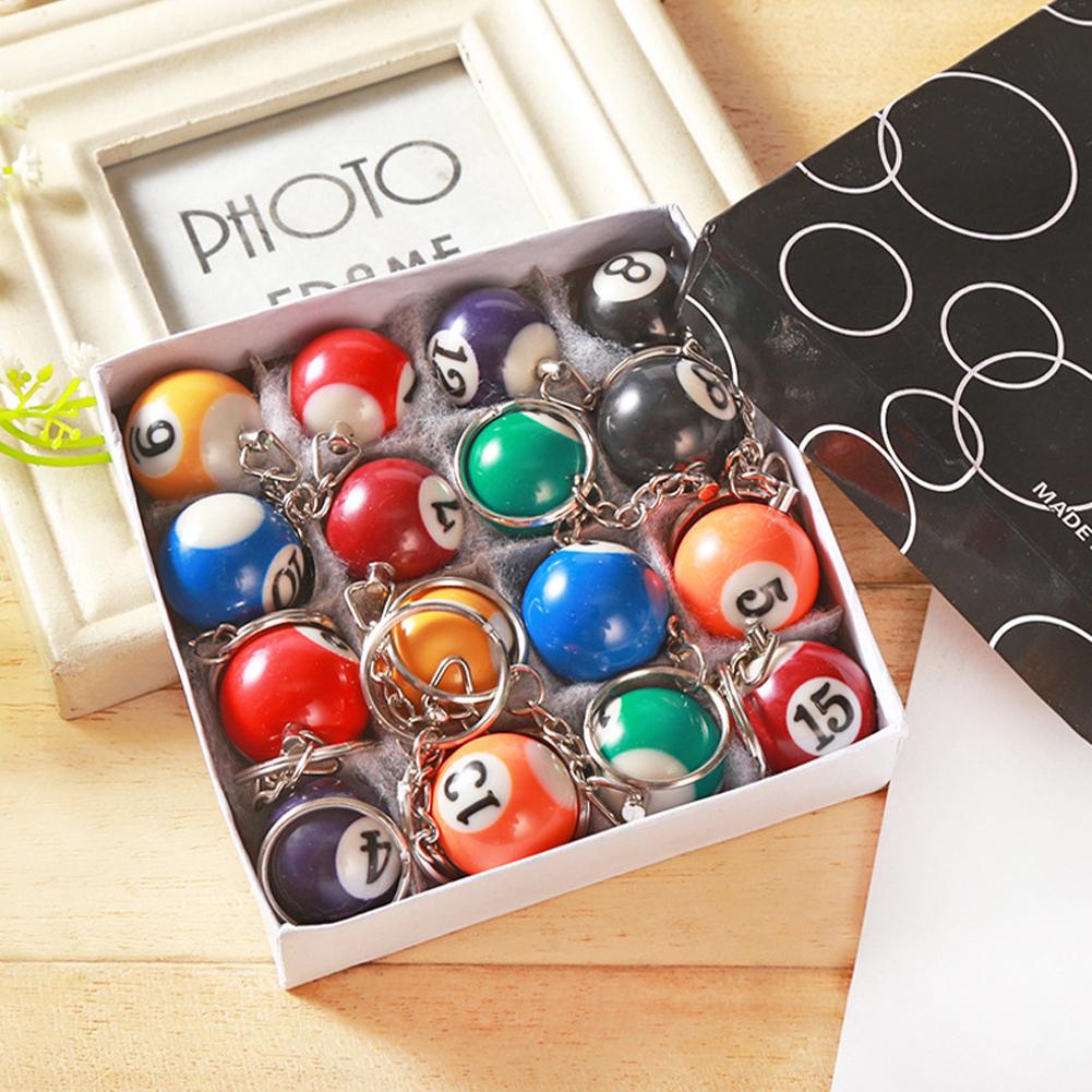 Resin Art Alphabet - 16pcs/Set Mini Billiards Shaped Keyring Assorted
