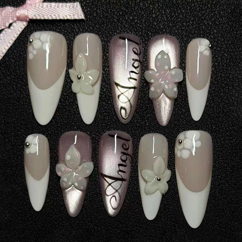 Resin Art Alphabet - 30pcs Almond Shape French Fake Nails